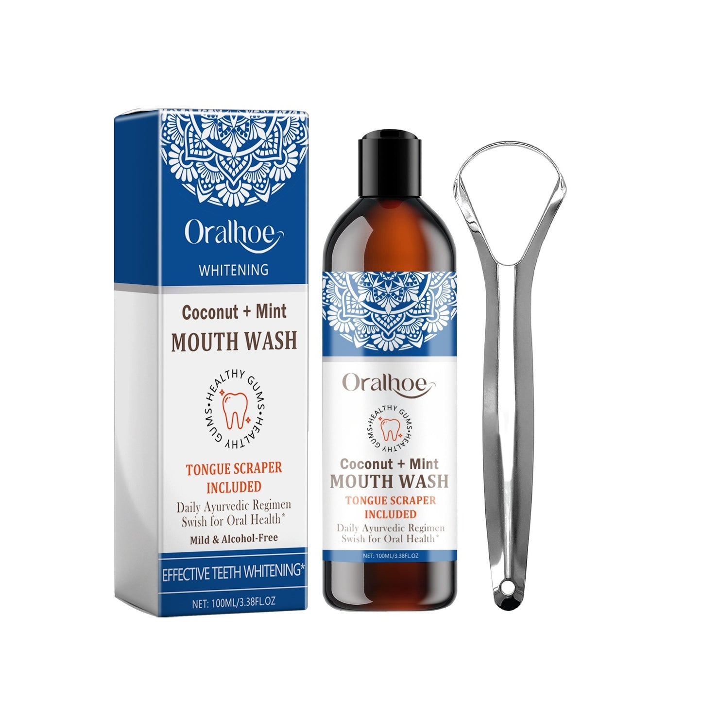 Coconut Mint Mouth Wash + Tongue Scraper